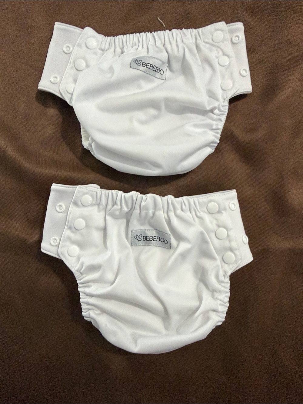 BeBeBoo White Reusable Diaper Covers with Snap Closures Baby